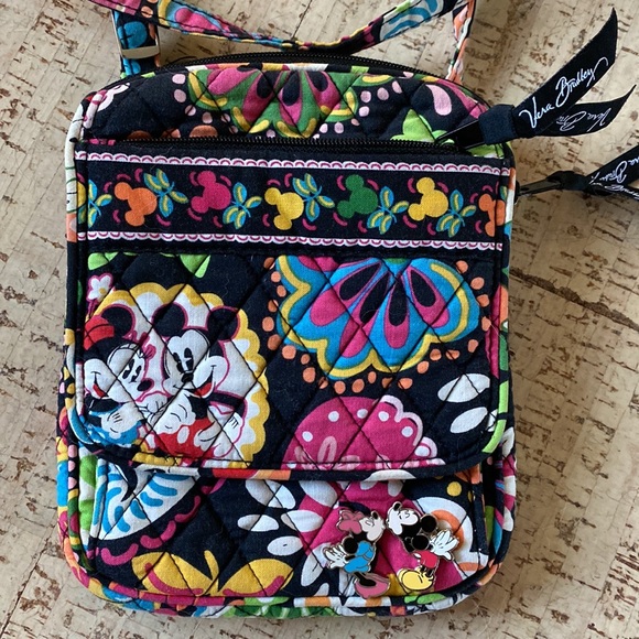 Vera Bradley Disney Parks Midnight with Mickey mini hipster crossbody with pin! - Picture 2 of 8